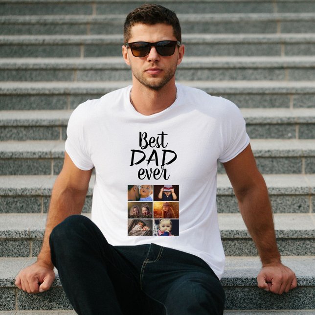 Best Vater 6 Foto Collage Family Foto T-Shirt (Von Creator hochgeladen)