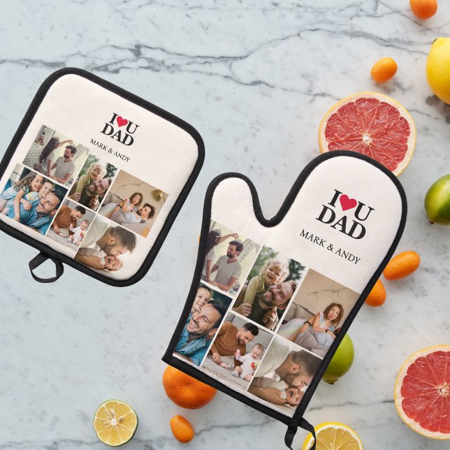 "Best Vater by Oven" - Foto Custom Kitchen Mitt Ofenhandschuh & Topflappen-Set (Von Creator hochgeladen)