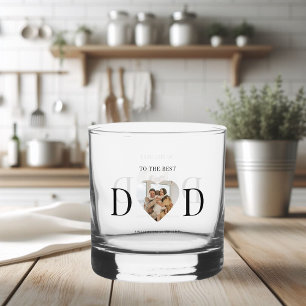 Best Vater Custom Heart Foto   Vatertagsgeschenk Whiskyglas