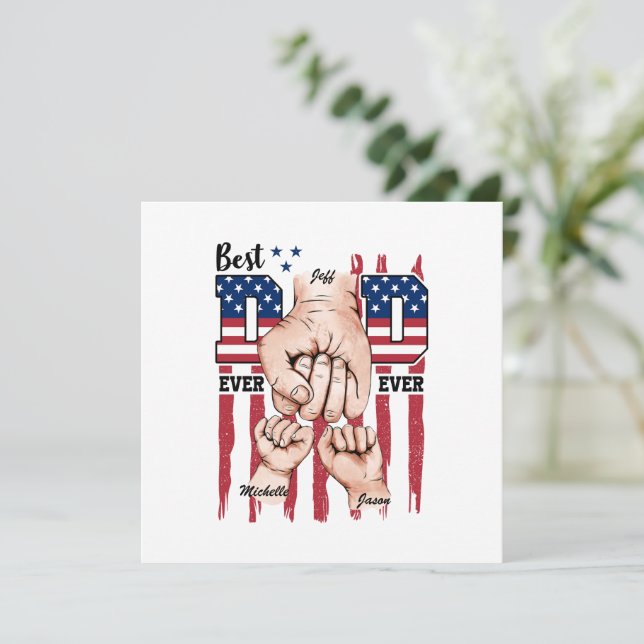 Best Vater Ever - Fist Bump USA Flag - 2 Kinder (Stehend Vorderseite)