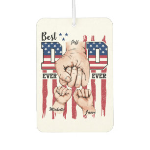 Best Vater Ever - Fist Bump USA Flag - 2 Kinder Autolufterfrischer