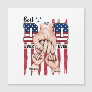Best Vater Ever - Fist Bump USA Flag - 2 Kinder Magnetkarte