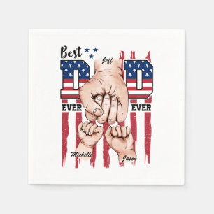 Best Vater Ever - Fist Bump USA Flag - 2 Kinder Serviette