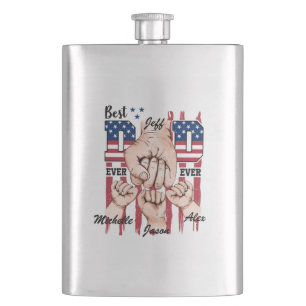 Best Vater Ever - Fist Bump USA Flag - 3 Kids Flachmann