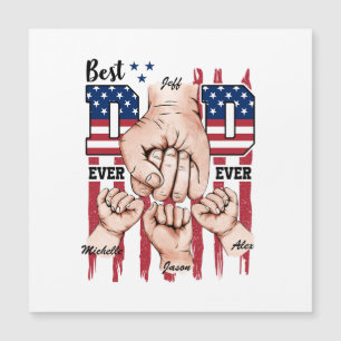 Best Vater Ever - Fist Bump USA Flag - 3 Kids Magnetkarte