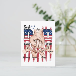 Best Vater Ever - Fist Bump USA Flag - 4 Kids Postkarte