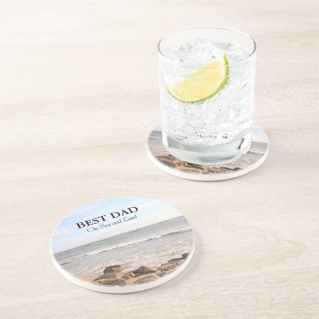 Best Vater Foto Wavy Atlantic Ocean Blue Sky Getränkeuntersetzer (Seite)