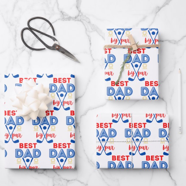 Best Vater Golf Wrapping Paper Flachblatt Set 3 Geschenkpapier Set (Vorderseite)
