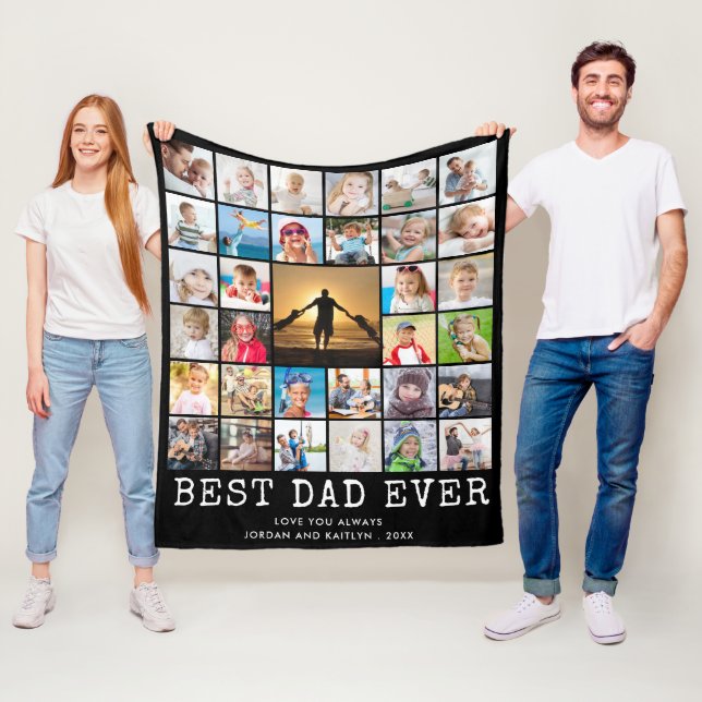 BEST VATER JE 33 Foto Collage Your Text & Color Fleecedecke (Beispiel)