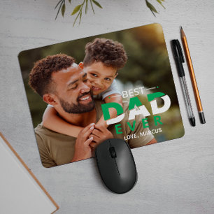 BEST VATER JE CUSTOM FOTO UND NAME GREEN WHITE MOUSEPAD