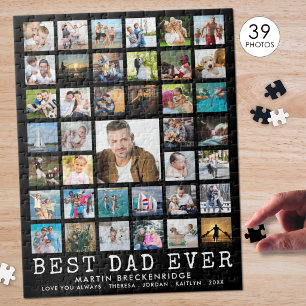 BEST VATER JE Foto Collage Name Schwarz Puzzle