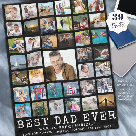 BEST VATER JE Foto Collage Your Text Black Fleecedecke