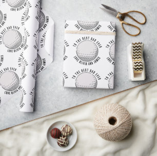 Best Vater je Golf Ball Muster Kindernamen Geschenkpapier