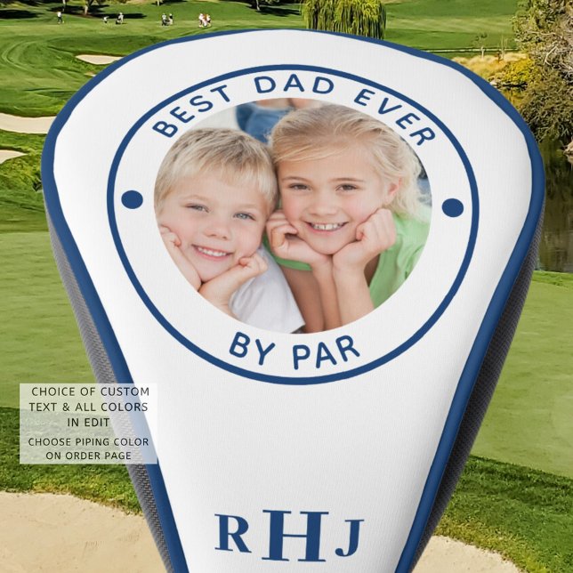 BEST VATER JE NACH PAR Foto Monogramm Blau Golf Headcover (Von Creator hochgeladen)