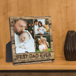 BEST VATER JE Rustikale Holzfoto-Collage Fotoplatte<br><div class="desc">Mit diesem 5.25x5.25-Zoll-Foto-Keepsake-Display mit 3 Bildern auf einem rustikal braunen Hintergrund aus verwittertem Holz und dem eigenen Text erkennt man Ihren Vater als BEST VATER aller Zeiten. Macht ein bedeutendes Geschenk für seinen Geburtstag, Vatertag oder Urlaub. FOTO TIPP: Wählen Sie Fotos mit dem Thema in der Mitte und/oder vor dem...</div>