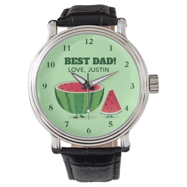 Best Vater Liebe Name Watermelon Cartoon Armbanduhr (Vorderseite)