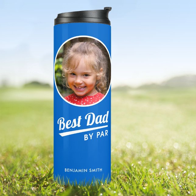 Best Vater Par Custom Kid's Foto Golf Blue Thermosbecher (Von Creator hochgeladen)