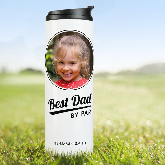 Best Vater Par Custom Kid's Foto Golf White Thermosbecher (Von Creator hochgeladen)