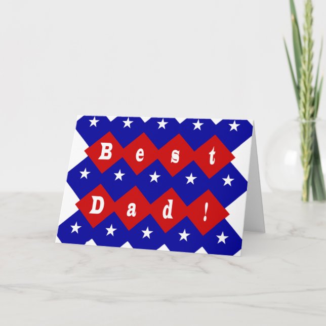 Best Vater Stars & Diamonds Typografy Red & Blue Karte (Vorderseite)