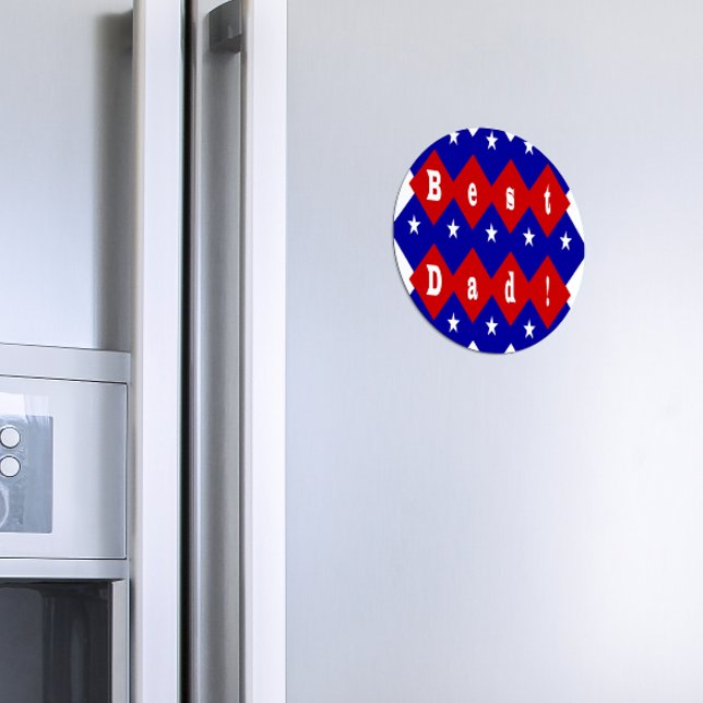 Best Vater Stars & Diamonds Typografy Red & Blue Magnet (Von Creator hochgeladen)