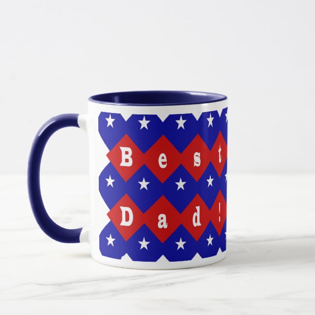 Best Vater Stars & Diamonds Typografy Red & Blue Tasse (Links)