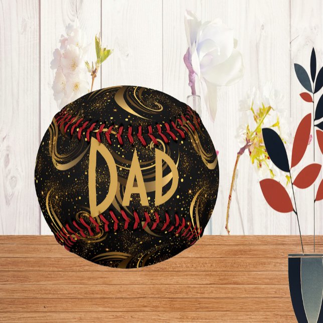 Best Vater Vathers Day Gold Leafy Wirbel Kalligrap Baseball (Best Dad Fathers Day Gold Leafy Swirls Calligraphy Baseball)