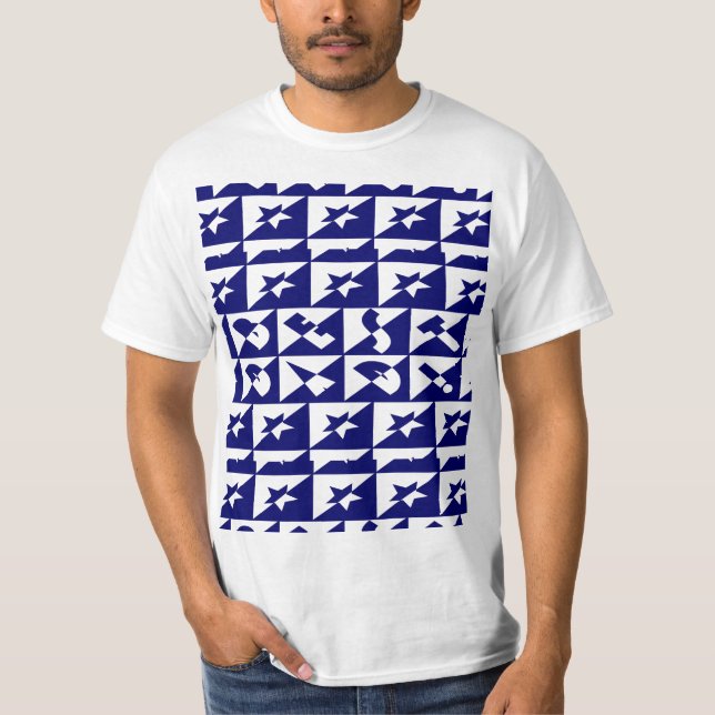 Best Vater Wild Text Pattern & Stars Blau & Weiß T-Shirt (Vorderseite)