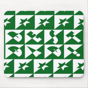 Best Vater Wild Text Pattern & Stars Grün & Weiß Mousepad