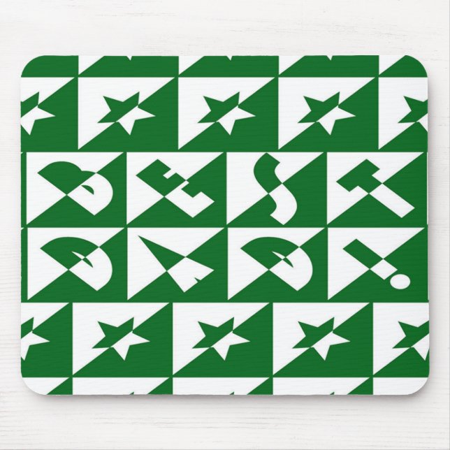 Best Vater Wild Text Pattern & Stars Grün & Weiß Mousepad (Vorne)