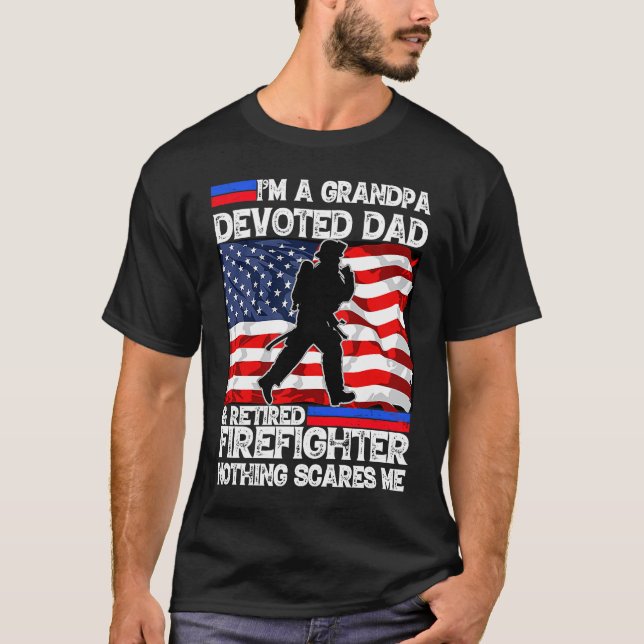 Best Veteran Firefighter Retired Grandpa Dad Fathe T-Shirt (Vorderseite)