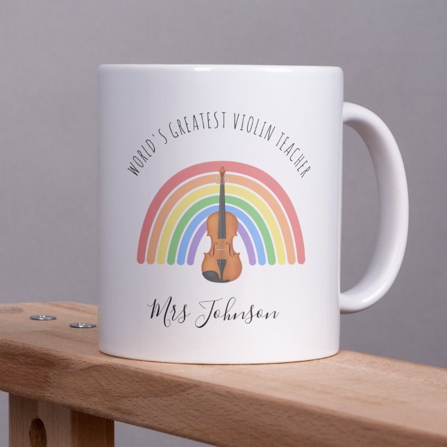 Best Violin Teacher Rainbow Music Thank you Gift Kaffeetasse (Von Creator hochgeladen)
