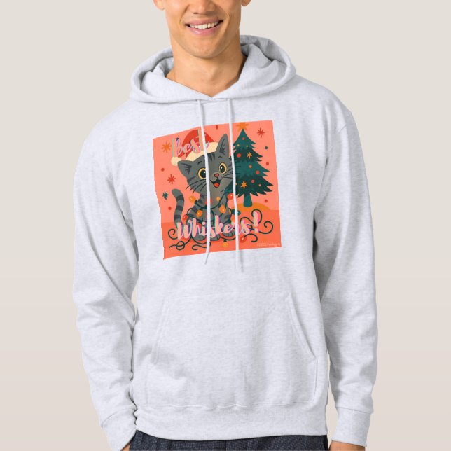 Best Whiskers! Funny Santa Cat Hoodie (Vorderseite)
