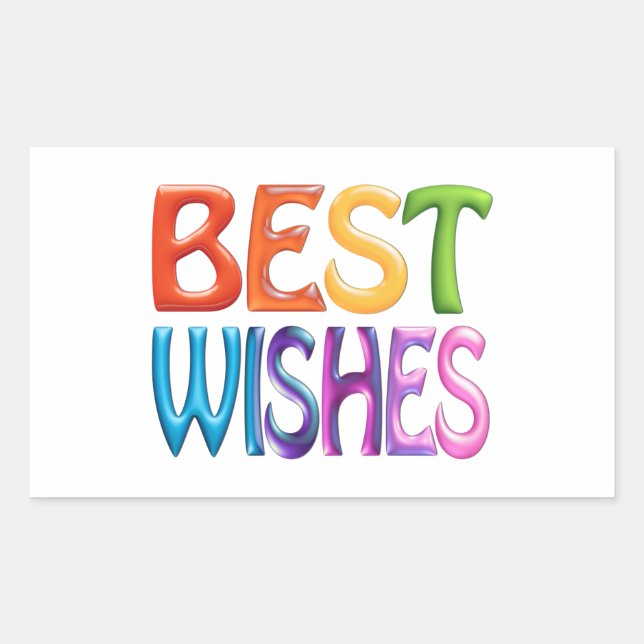 BEST WISHES lustig buntes 3D-Logo Rechteckiger Aufkleber (Vorderseite)
