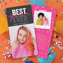 Best Year Ever Handwriting Script Modernes Foto Feiertagskarte