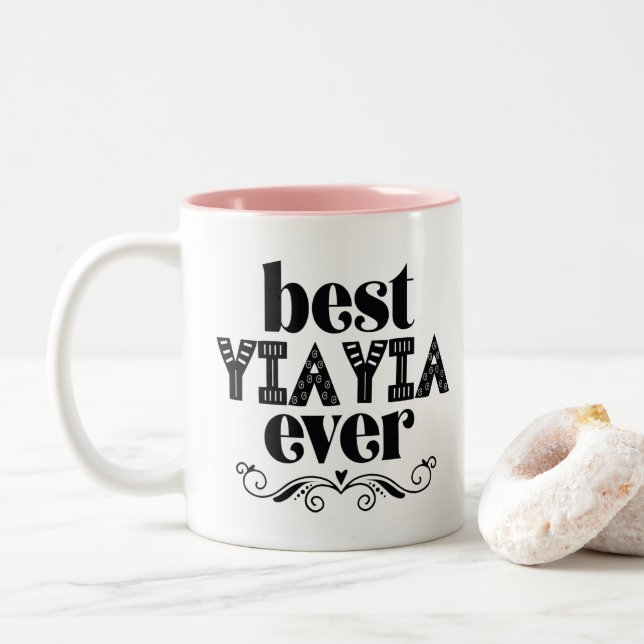 Best Yia Yia Ever Grandmother Zweifarbige Tasse (Mit Donut)
