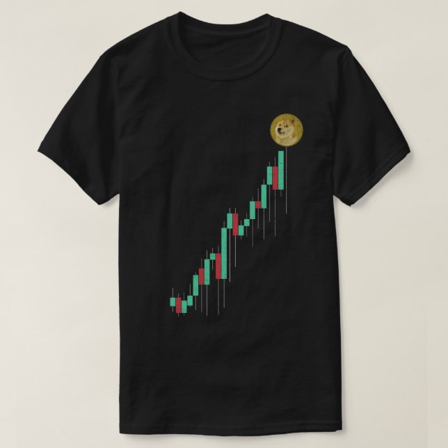 Bestandsdiagramm zum Monddogecoin-DOGE-Münzkrypto T-Shirt (Design vorne)