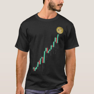 Bestandsdiagramm zum Monddogecoin-DOGE-Münzkrypto T-Shirt
