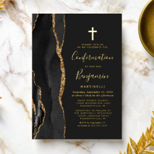 Bestätigung aus schwarzem Achat und Gold Folieneinladung