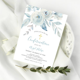 Bestätigung der Blue Water Color Blume Einladung