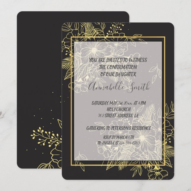 BESTÄTIGUNG DER Goldenen Rose Einladung (Vorne/Hinten)