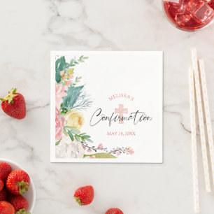 Bestätigung der Wasserfarben Blütenrot Rosa Kreuz Serviette
