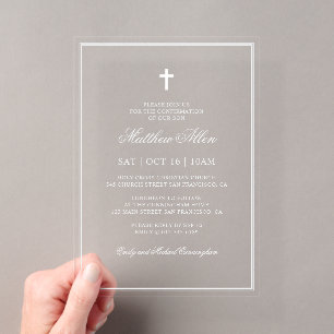 Bestätigung Für Ihn Eleganter Klassischer Kreuz Acryleinladungen