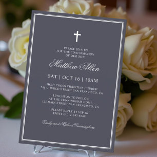Bestätigung für ihn   Elegantes Classic Cross Einladung