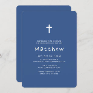Bestätigung für ihn  Modernes Cross Classic Blau Einladung