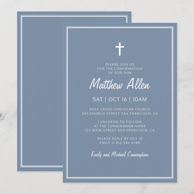 Bestätigung für sein modernes einfaches Frame Cros Einladung (Vorne/Hinten)