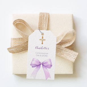 Bestätigung lila Schleife Kreuz Mädchen DIY Geschenkanhänger