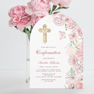 Bestätigung mit rosa Blumen und Schmetterlingen Bo Einladung