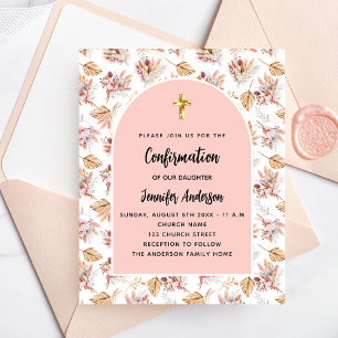 Bestätigung Pampas Rose Gold Blumen Einladung Flyer