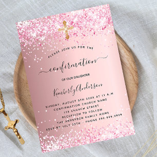Bestätigung rosa Glitter Mädchen Einladung