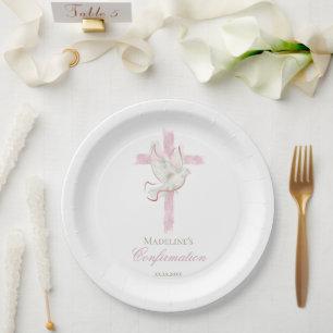 Bestätigung rosa Kreuz Pappteller